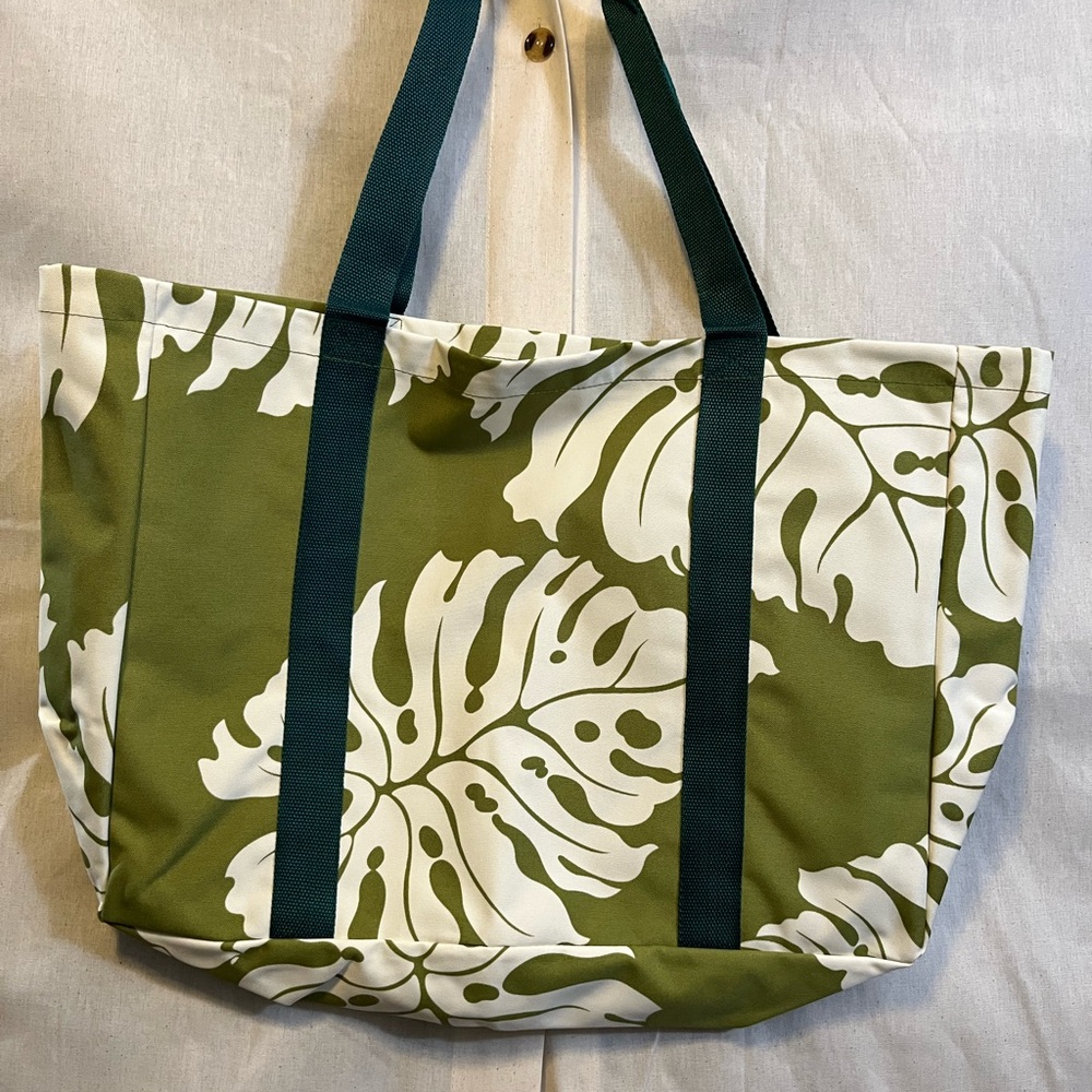 Stylish Green and White Tropical Tote Bag